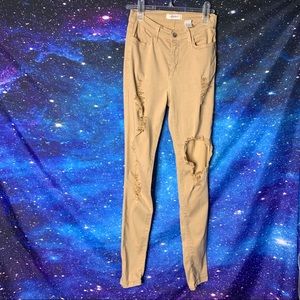 Vibrant-Light Brown Distressed Skinny Jeans size 5